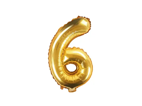 Balon foliowy cyfra 6 złoty 35 cm