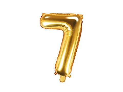 Balon foliowy cyfra 7 złoty 35 cm