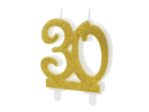 Świeczka cyfra 30 złota