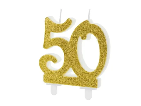 Świeczka cyfra 50 złota