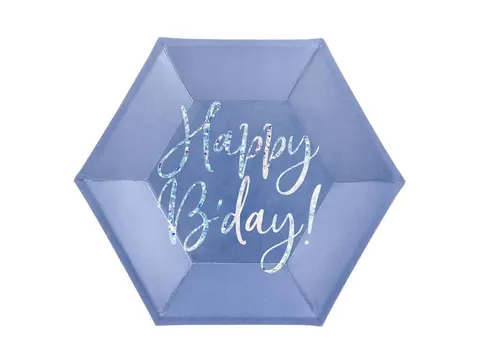 Talerzyki papierowe Happy B'day! granatowe 20 cm 6 szt
