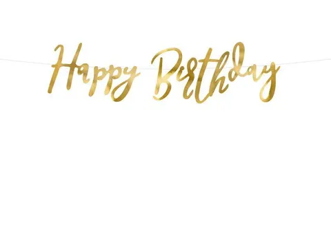 Baner urodzinowy Happy Birthday złoty 62 cm