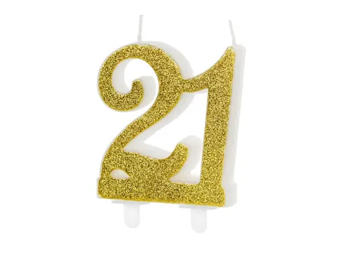 Świeczka cyfra 21 złota