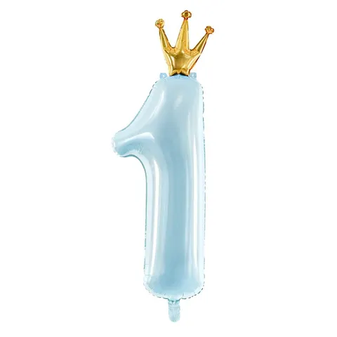 Balon foliowy cyfra 1 błękitny 90 cm
