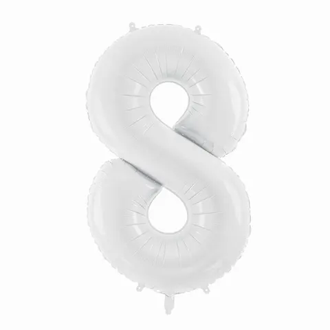 Balon foliowy cyfra 8 biały 85 cm