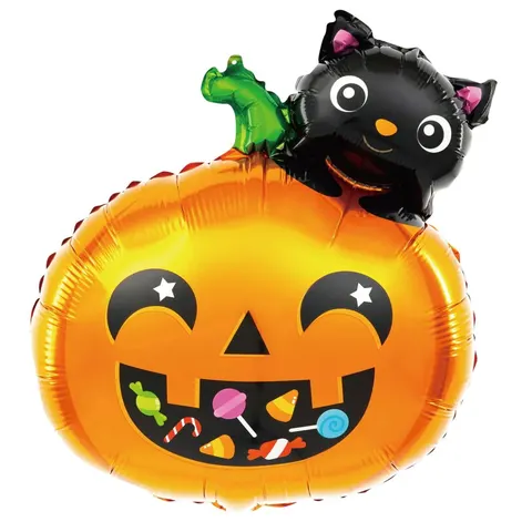 Balon foliowy dynia i kotek na Halloween 65 cm