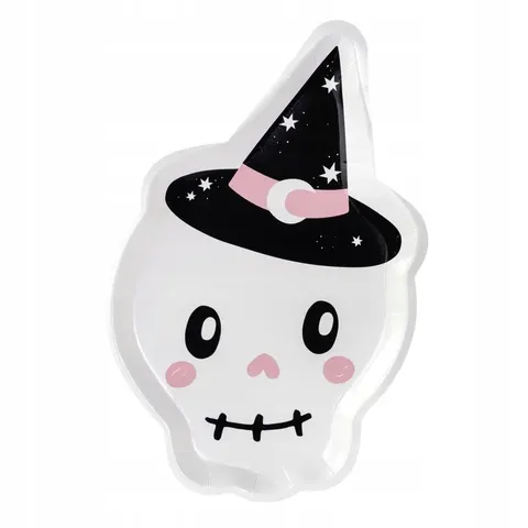 Talerzyki papierowe na Halloween czaszka 27 cm 6 szt