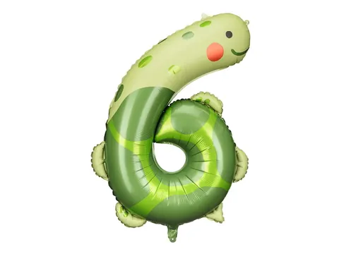 Balon foliowy cyfra 6 żółw 85 cm