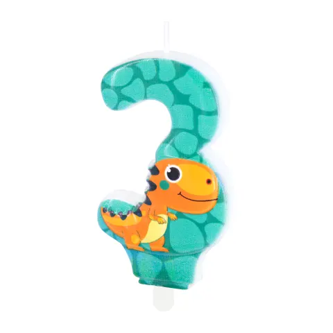 Świeczka cyfra 3 dinozaur