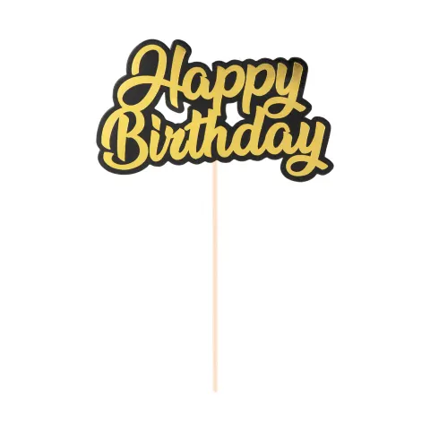 Topper na tort HAPPY BIRTHDAY CZARNY