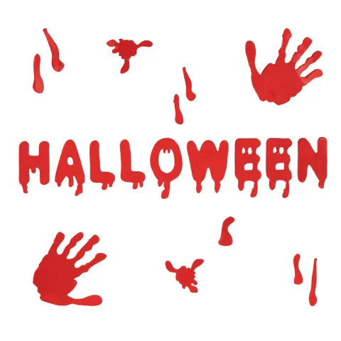 Naklejki żelowe na okno - krwawy napis Halloween