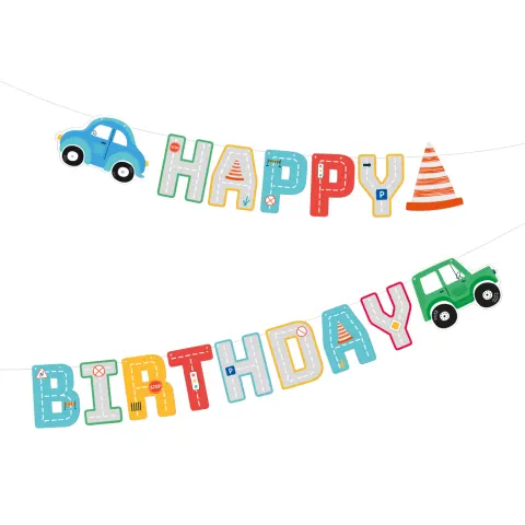 Baner urodzinowy happy birthday auta samochody 250 cm