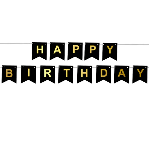 Baner urodzinowy happy birthday czarny 190 cm