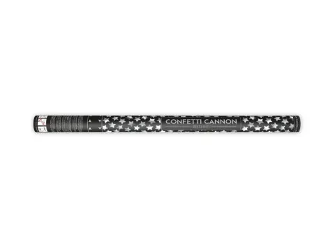 Tuby strzelające konfetti srebrne gwiazdki 80 cm 36 szt
