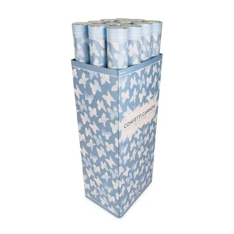 Tuby strzelające konfetti motylki białe 60 cm 36 szt