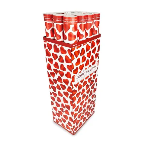 Tuby strzelające konfetti serca czerwone 60 cm 36 szt