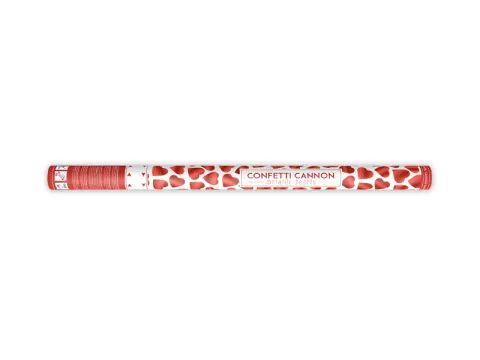 Tuby strzelające konfetti serca czerwone 80 cm 36 szt