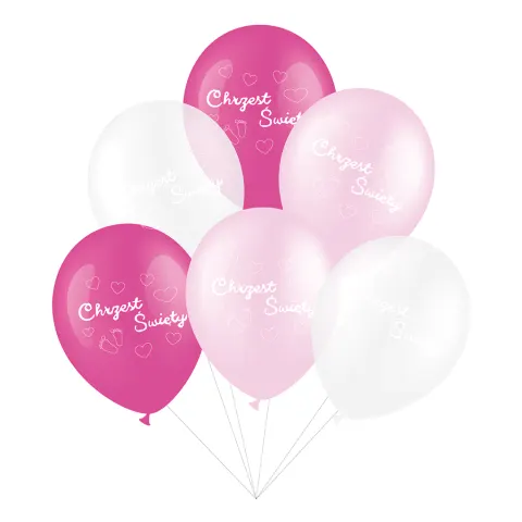 Balony na Chrzest Święty różowe 12 cali 6 szt