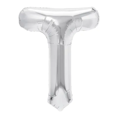 Balon foliowy litera T srebrny 40 cm