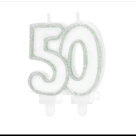 Świeczka cyfra 50 srebrna