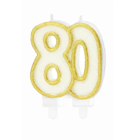 Świeczka cyfra 80 złota