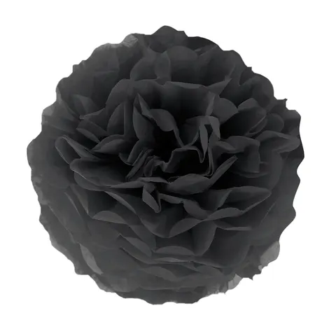 Pompon bibułowy czarny 35 cm