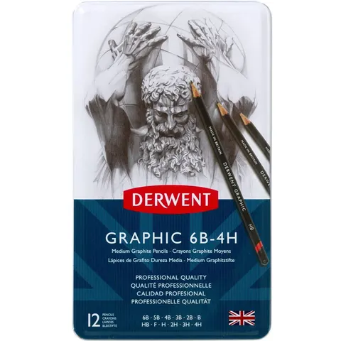 Zestaw ołówków Graphic Derwent Designer - 12 szt., 6B-H, medium