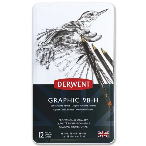 Zestaw ołówków Graphic Derwent - 12 szt., 9B-H, soft