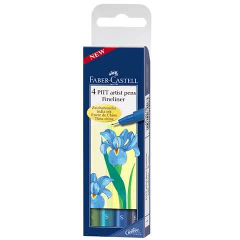 Cienkopisy artystyczne Pitt Artist Pen Faber-Castell - chłodne kolory 4 szt.