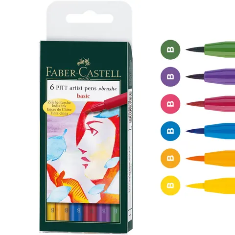 Flamastry artystyczne Pitt Artist Pen Faber-Castell - Basic 6 szt.