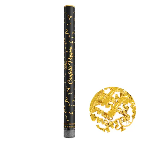 Tuba z konfetti serpentynki metaliczne złote 60 cm