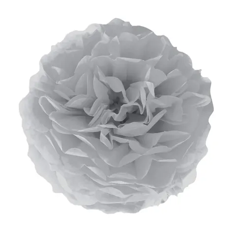 Pompon bibułowy szary srebrny 35 cm
