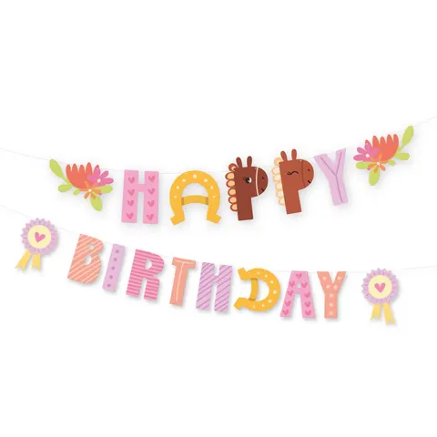 Baner urodzinowy Happy Birthday Koniki 245 cm