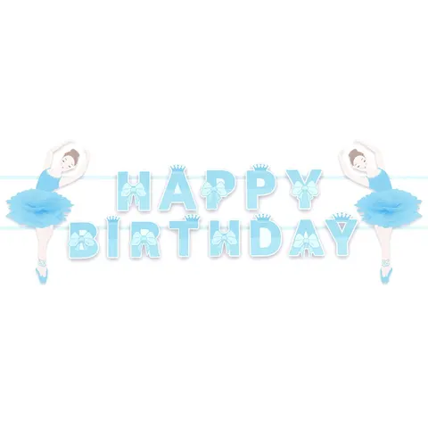 Baner urodzinowey Happy Birthday Baletnica niebieska 300 cm