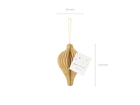 Bombka papierowa honeycomb Kropelka beż 8 cm x 12 cm