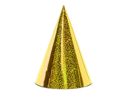 Czapeczki holograficzne złoty 16 cm
