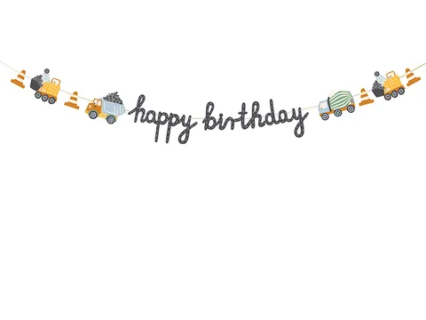 Baner Happy birthday Pojazdy budowlane 200 cm
