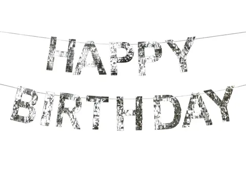 Baner Happy Birthday 220 cm srebrny