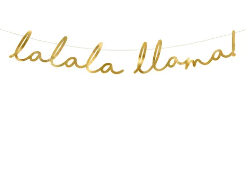 Baner Lama - Lalala Llama złoty 12,5 cm x 82 cm