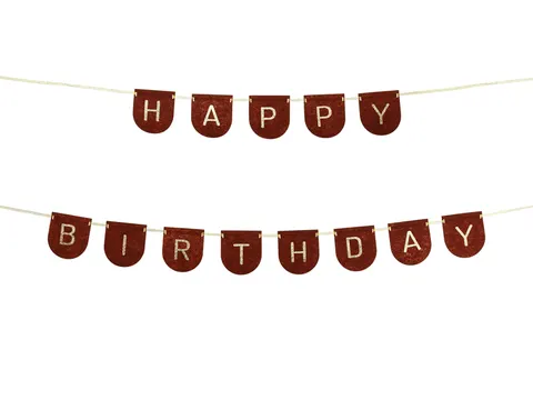 Baner filcowy Happy Birthday brązowy 300 cm