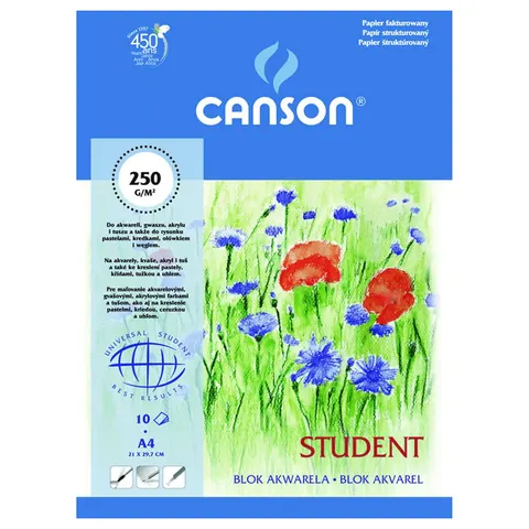 Blok do akwareli Canson Student - A4, 250 g, 10 ark.