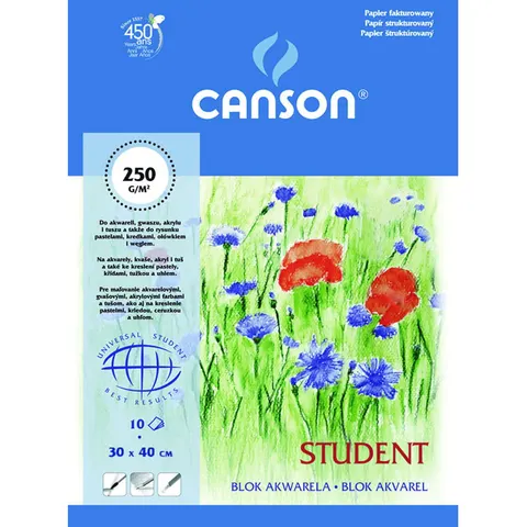 Blok do akwareli Canson Student - 30 x 40 cm, 250 g, 10 ark.