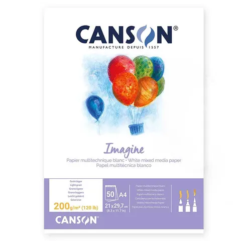 Blok mix media Canson Imagine - A4, 200 g, 50 ark.