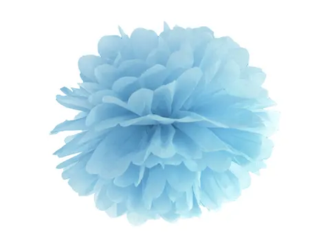 Pompon bibułowy j. mgl. nieb. 25 cm