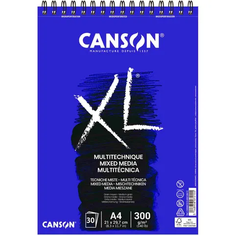 Blok do akwareli Canson XL Mix Media - A4, 300 g, 30 ark.