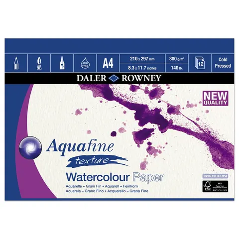 Blok do akwareli Daler-Rowney Aquafine Texture - A4, 300 g, 12 ark.