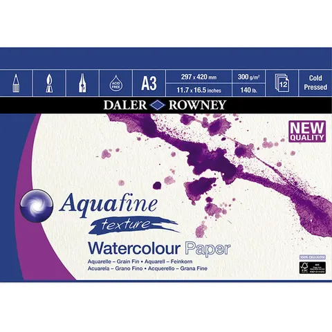 Blok do akwareli Daler-Rowney Aquafine Texture - A3, 300 g, 12 ark.