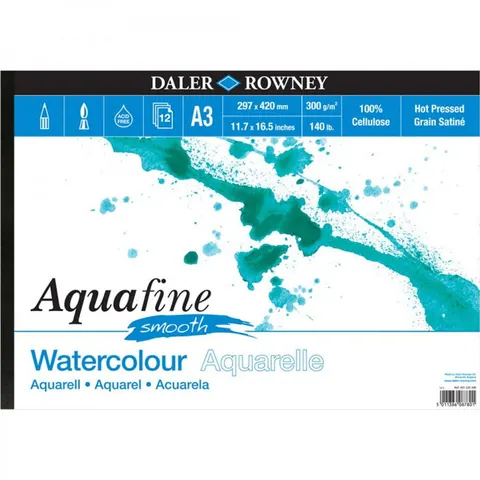 Blok do akwareli Daler-Rowney Aquafine Smooth - A3, 300 g, 12 ark.