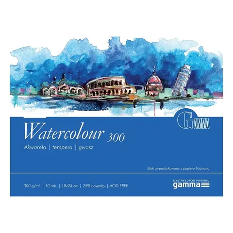 Blok do akwareli Gamma Fabriano - 18 x 24 cm, 300 g, 10 ark.