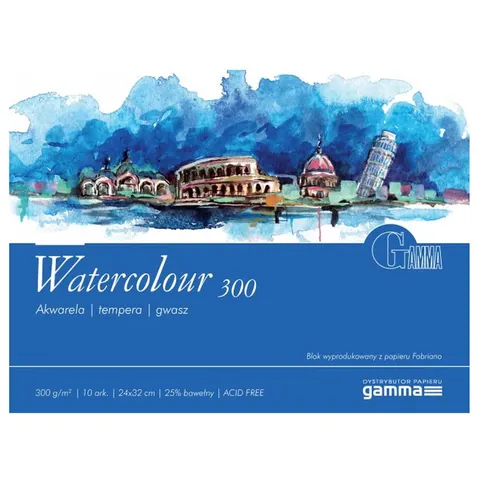 Blok do akwareli Gamma Fabriano - 24 x 32 cm, 300 g, 10 ark.